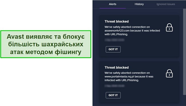 Огляд антивірусу Avast: успішне блокування спроб фішингу